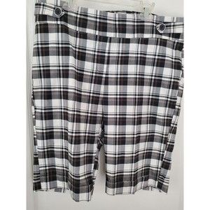 SOHO Apparel Ltd Lightweight Black  white checked Stretch Shorts Womens XL